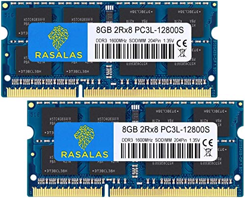 Rasalas DDR3 RAM 16GB Kit (2x8GB) DDR3L 1600MHz PC3L-12800 16GB Non ECC Unbuffered 1.35V CL11 2Rx8 Dual Rank SODIMM Laptop Arbeitsspeicher von Rasalas
