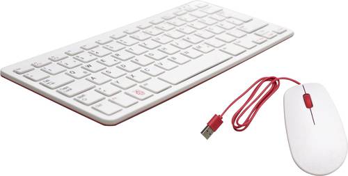 Raspberry Pi® Desktop Kit USB Tastatur, Maus-Set Deutsch, QWERTZ Weiß, Rot von Raspberry Pi®