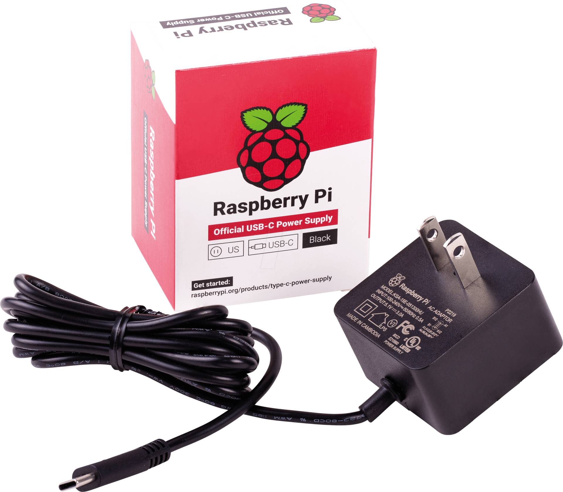 RPI PS 15W BK US - Raspberry Pi - Netzteil, 5,1 V, 3,0 A, USB Type-C, US-Stecker, s von Raspberry Pi