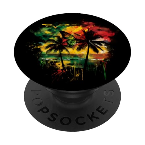 Rasta Reggae Musik Schmetterling Rastafari Jamaican Pride PopSockets Klebender PopGrip von Rasta Reggae Roots