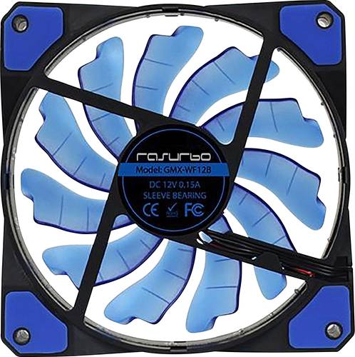 Rasurbo Fan 120 PC-Gehäuse-Lüfter Blau (B x H x T) 120 x 120 x 25mm inkl. LED-Beleuchtung von Rasurbo