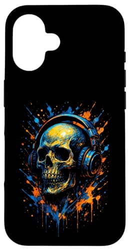 Totenkopf Dj Kopfhörer Musiker Musik Streetwear Hülle für iPhone 16 Totenkopf Dj Kopfhörer Musiker Musik Streetwear Hülle für iPhone 16 von Rave Trance Edm Festival Party Elektro Konzert
