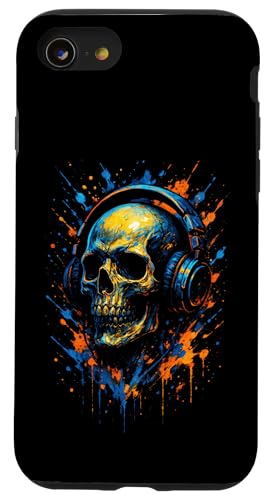 Totenkopf Dj Kopfhörer Musiker Musik Streetwear Hülle für iPhone SE (2020) / 7 / 8 von Rave Trance Edm Festival Party Elektro Konzert