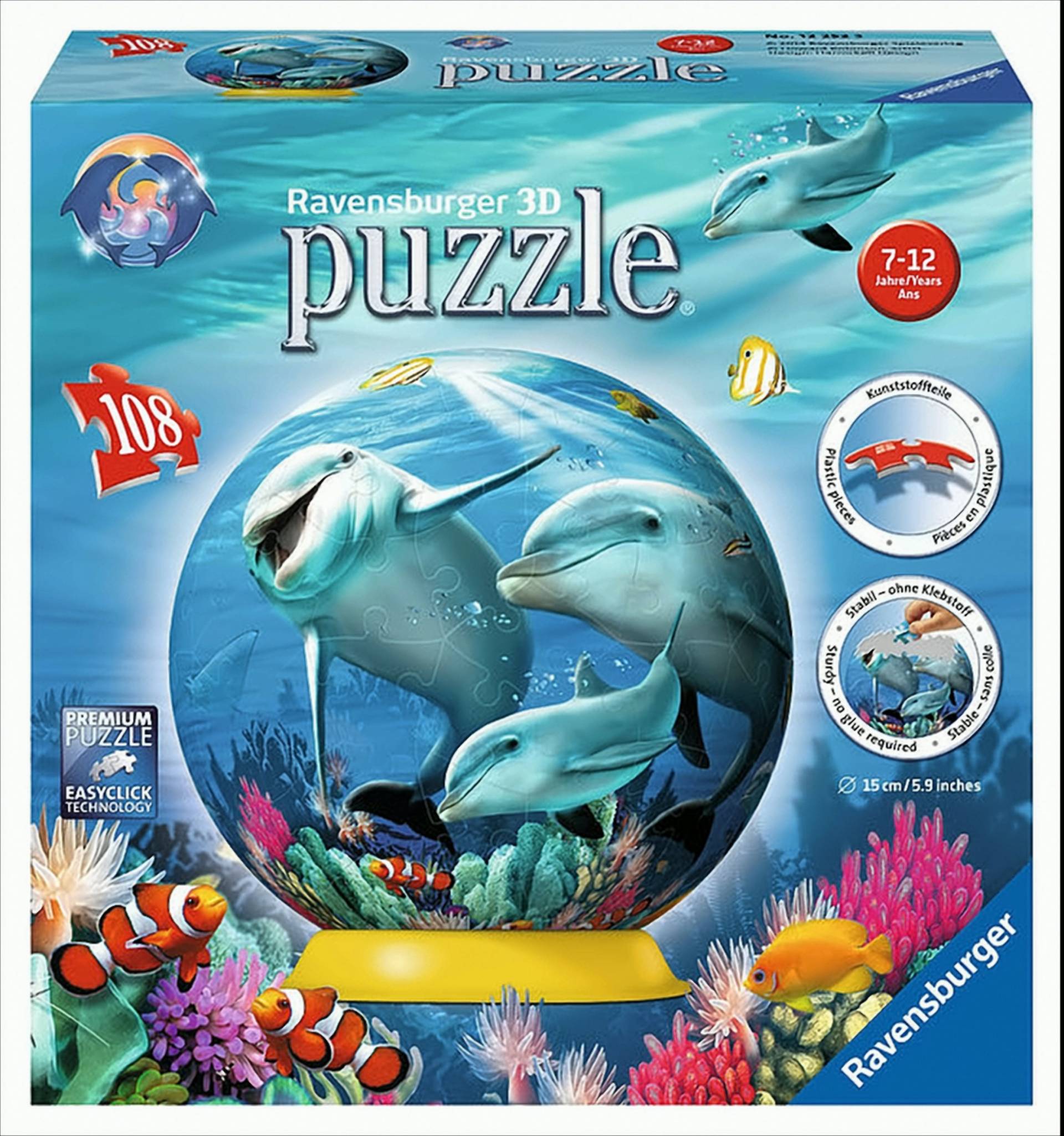 12252 - Süße Delfine, 108 Teile 3D Puzzle-Ball von Ravensburger Spieleverlag