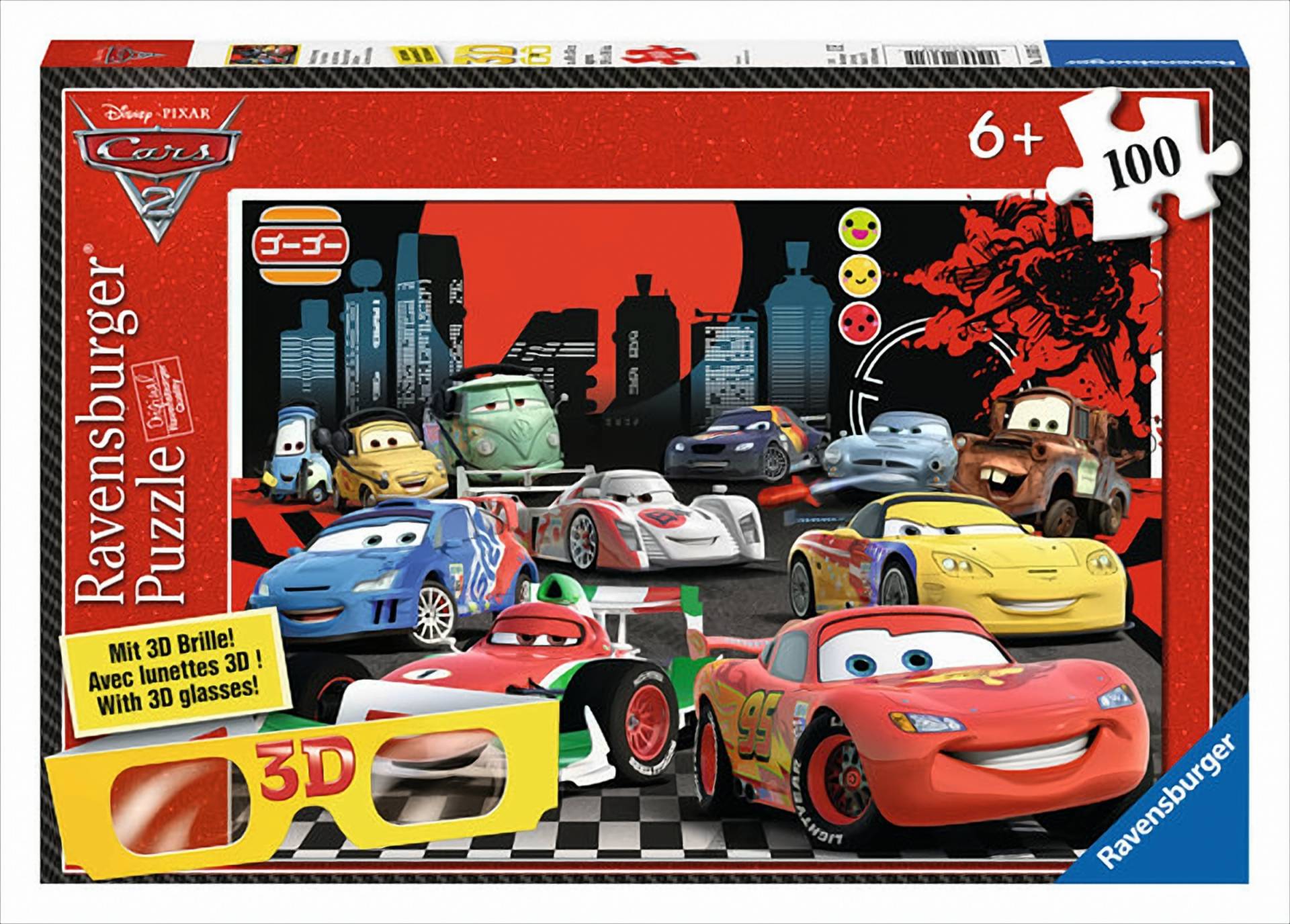 Disney Cars: Schnell unterwegs - 100 Teile 3D XXL Puzzle Mit 3D Brille von Ravensburger Spieleverlag