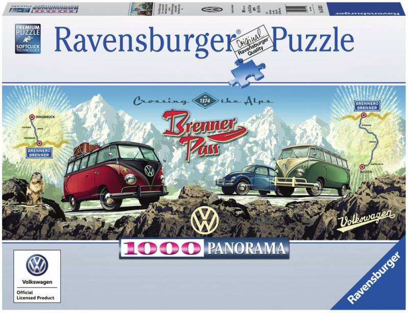 Ravensburger 15102 Mit dem VW Bulli über den Brenner Panorama 1000 Teile von Ravensburger Spieleverlag