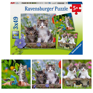 Ravensburger Süße Samtpfötchen Puzzle, 3 x 49 Teile von Ravensburger
