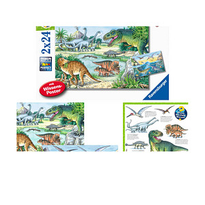 Ravensburger Wieso? Weshalb? Warum? Saurier und ihre Lebensräume Puzzle, 2 x 24 Teile von Ravensburger