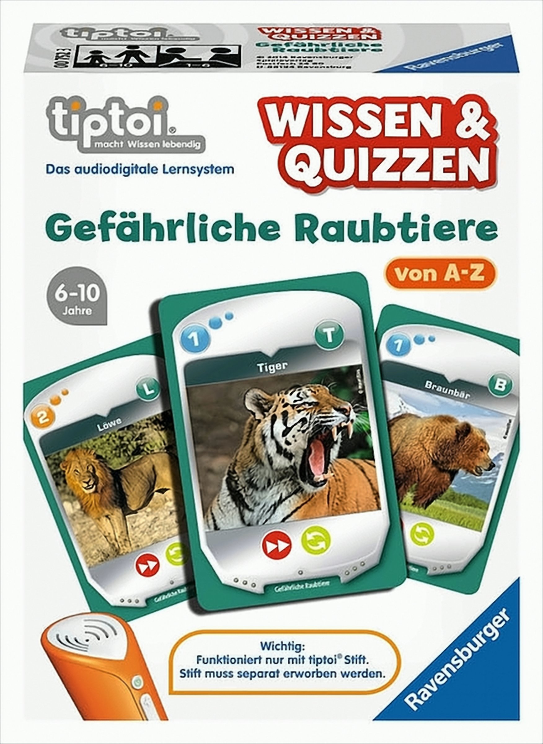 tiptoi Spiel Wissen & Quizzen: Gefährliche Raubtiere von Ravensburger