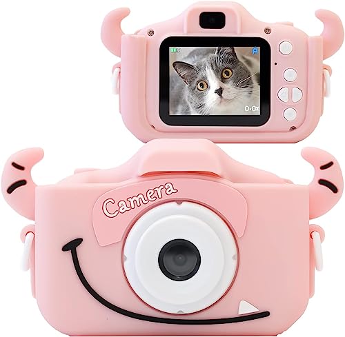 Kinder Kamera Selfie Fotoapparat Kinder mit weicher Cartoon Silikonhülle,2,0 Zoll Bildschirm Dual Lens 1080P HD 20MP KinderKamera für 3 bis 12 Jahre Alter Jungen und Mädchen Spielzeug(Rosa) von Rawrr