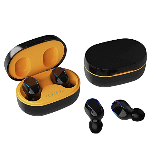 Rawrr Bluetooth Kopfhörer, Kopfhörer Kabellos In-Ear kopfhörer Bluetooth mit Mic,Tastesteuerung,20 Stunden Spielzeit mit LED Anzeige,für Arbeit und Studium,Gelb von Rawrr
