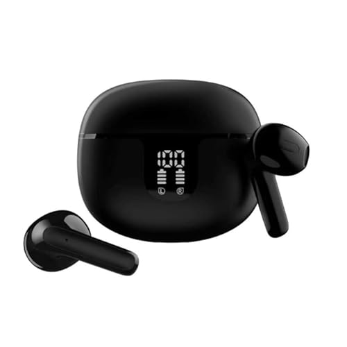 Rawrr Bluetooth-Kopfhörer, Kabellose 5.1 HiFi Stereoklang, IPX7 Wasserdicht, Touch Control Earbuds für iOS, LED Anzeige, Schwarz von Rawrr
