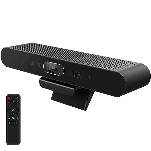 RayBit 4K Videokonferenz-Webcam mit Mikrofon und Lautsprecher, AI-Powered Kamera für Videokonferenz mit Fernbedienung für Windows TV/Meeting Room/PC/Desktop-Computer/Zoom/Teams/Skype/USB Plug&Play von RayBit