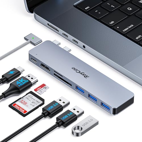 USB-C-Adapter HDMI-Hub für MacBook Pro/Air M1 M2 2023 2022 2021 13" 15" 16", RayCue USB-C zu HDMI Mac Zubehör Multiport Dongle mit 4K HDMI, Thunderbolt 3, 3X USB A 3.0 Ports, SD- und TF-Karte Leser von RayCue