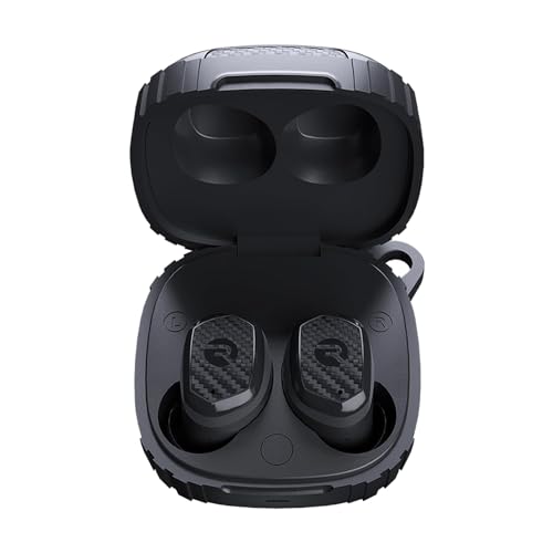 ETRSAIRL Raycon Impact Earbuds Military-Grade Stoßfest IP67 Bluetooth Ohrhörer mit Stereo-Sound, 90 Stunden Akkulaufzeit, aktive Geräuschunterdrückung (Schwarz) von Raycon