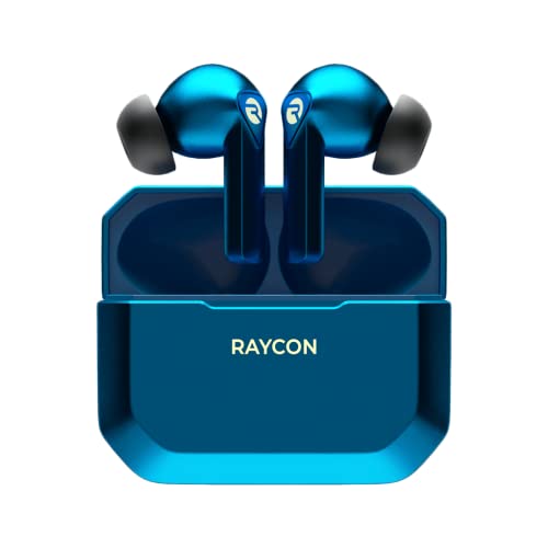 Raycon The Gaming Bluetooth True Kabellose Earbuds mit integriertem Mikrofon, geringer Latenz, 31 Stunden Akkulaufzeit, Ladebox, Bluetooth 5.0 (Cyber Blue) von Raycon