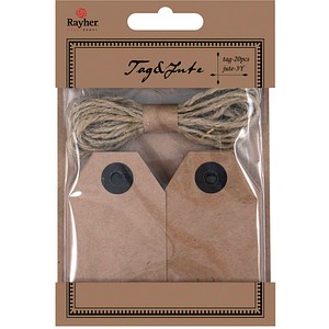 Rayher Geschenkanhänger braun Tags and Jute 20 St. von Rayher