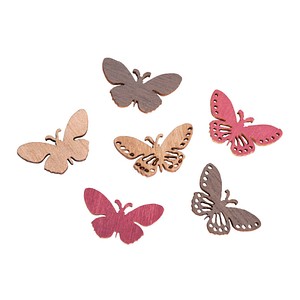 Rayher Holz-Streudeko pink/grau/natur Schmetterlinge 24 St. von Rayher