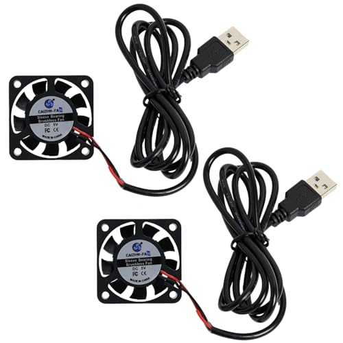 DC 5V USB Kühlventilator mit Drähten 40 x 40 x 10 mm 2 Stück 40mm Kleiner Leiser PC Ventilator 0.65W 0.05A 5000r/min 4.5m³/h Ölführende Hülsenlager Bürstenloser DC-Lüfter für 3D-Drucker Laptops von Raykce