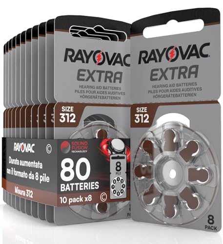 80 Batterien für Hörgeräte Rayovac Extra 312-10 Blister à 8 Batterien von Rayovac