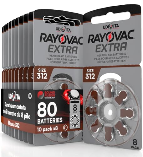 80 Batterien für Hörgeräte Rayovac Extra 312-10 Blister à 8 Batterien von Rayovac