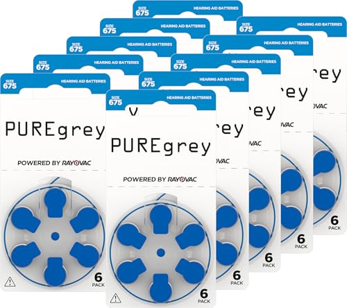PUREgrey Hörgerätebatterien Typ 675-60 Stück Hörgeräte Batterien konzipiert für höchste Leistung – Pack mit 10 Blistern à 6 Hörgerätebatterien – PR44 Farbcode blau 1,45 Volt PUREgrey Hörgerätebatterien Typ 675-60 Stück Hörgeräte Batterien konzipiert für höchste Leistung – Pack mit 10 Blistern à 6 Hörgerätebatterien – PR44 Farbcode blau 1,45 Volt von Rayovac