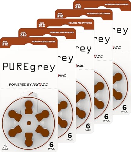 PUREgrey Hörgerätebatterien Typ 312-30 Stück Hörgeräte Batterien konzipiert für höchste Leistung – Pack mit 5 Blistern à 6 Hörgerätebatterien – PR41 Farbcode braun 1,45 Volt PUREgrey Hörgerätebatterien Typ 312-30 Stück Hörgeräte Batterien konzipiert für höchste Leistung – Pack mit 5 Blistern à 6 Hörgerätebatterien – PR41 Farbcode braun 1,45 Volt von Rayovac