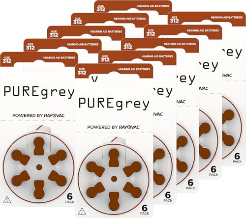 PUREgrey Hörgerätebatterien Typ 312-60 Stück Hörgeräte Batterien konzipiert für höchste Leistung – Pack mit 10 Blistern à 6 Hörgerätebatterien – PR41 Farbcode braun 1,45 Volt PUREgrey Hörgerätebatterien Typ 312-60 Stück Hörgeräte Batterien konzipiert für höchste Leistung – Pack mit 10 Blistern à 6 Hörgerätebatterien – PR41 Farbcode braun 1,45 Volt von Rayovac