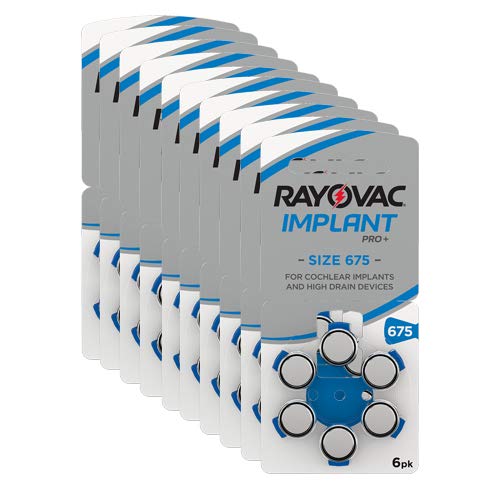 Rayovac 675CP Implant Pro+ (Größe 675 Pack mit 60 Batterien für Cochlear Implantate Hörhilfen Hörverstärker) Blau von Rayovac