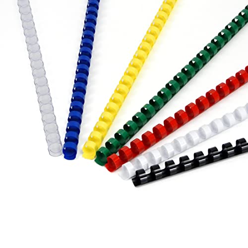 RAYSON Kunststoff-Bindekämme, A4, 20 Blatt Bindekapazität, 21-Ring, 6 mm, mehrfarbige Kamm-Binderücken, 100 Stück von Rayson