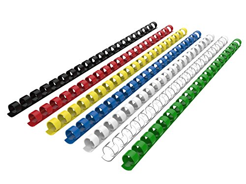 Rayson Bindekämme, 21 Ringe, 12 mm, mehrfarbiger Kunststoff-Kammbinder, 90 Blatt Bindekapazität, A4, 100 Stück von Rayson