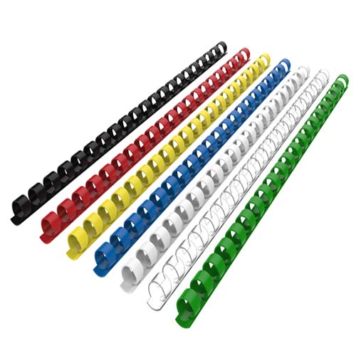 Rayson Kunststoff-Bindekämme, bindet bis zu 55 Blatt, 21 Ringe, 10 mm, farbige A4 Plastikbinderücken, Schachtel mit 100 Stück von Rayson