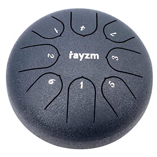 Rayzm Stahlzungentrommel,Steel Tongue Drum, 6 Zoll 8 Noten Handpan Tank Drum Kit, C-Dur Zungentrommel Schlagzeug Instrument von Rayzm