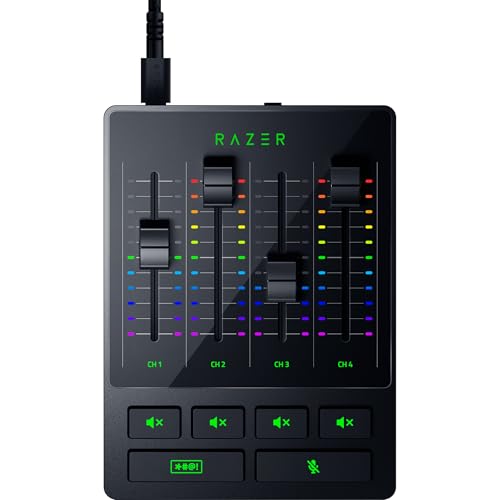 Razer Audio Mixer (Analoger Audio-Mixer, 4-Kanal-Schnittstelle mit Stumm-Tasten, XLR-Eingang, Plug and Play) von Razer