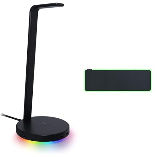 Razer Base Station V2 Chroma - Headset-Ständer mit USB-Hub und RGB-Beleuchtung Schwarz & Goliathus Extended Chroma - Extra große weiche XXL Gaming Maus-Matte mit RGB Beleuchtung Schwarz Razer Base Station V2 Chroma - Headset-Ständer mit USB-Hub und RGB-Beleuchtung Schwarz & Goliathus Extended Chroma - Extra große weiche XXL Gaming Maus-Matte mit RGB Beleuchtung Schwarz von Razer