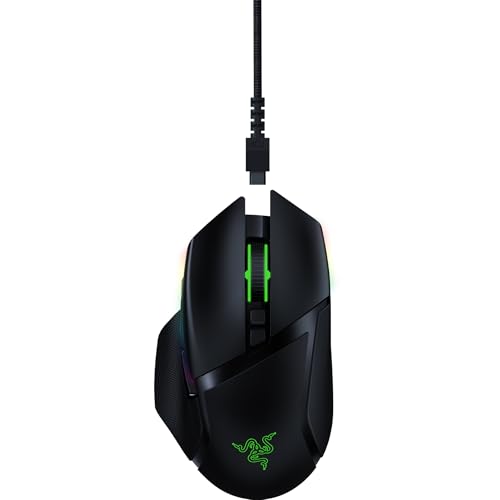 Razer Basilisk Ultimate - Kabellose Gaming-Maus mit 11 programmierbaren Tasten (Optischer 20k Focus+ Sensor, Optischer Mausschalter, RGB Chroma, Anpassbares Scrollrad) Schwarz von Razer