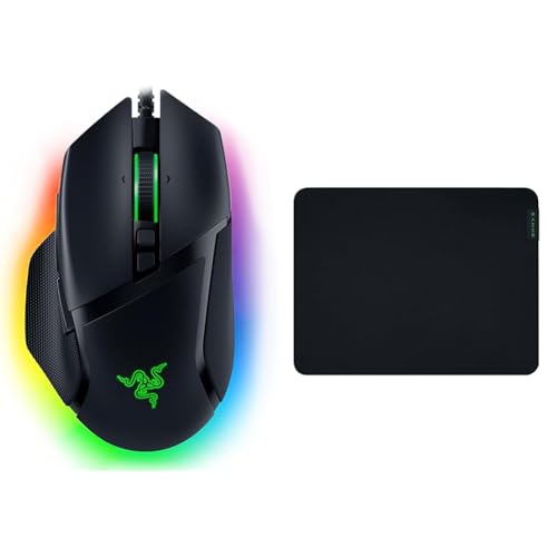 Razer Basilisk V3 - Kabelgebundene, anpassbare Gaming Maus mit Chroma RGB für PC/Mac Schwarz & Gigantus V2 Medium - Weiches Gaming-Mauspad für schnelle Spielstile, 360 x 275 x 3mm - Schwarz von Razer