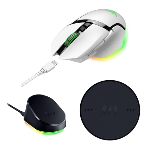 Razer Basilisk V3 Pro - White + Mouse Dock Pro + Wireless Charging Puck Bundle von Razer