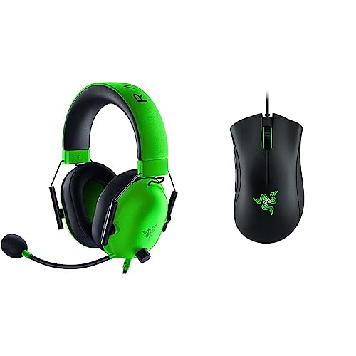 Razer BlackShark V2 X - Kabelgebundenes Multiplattform-E-Sport-Headset Grün & DeathAdder Essential (2021) - Essentielle Gaming-Maus mit optischem 6.400-DPI-Sensor Schwarz von Razer