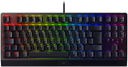 Razer BlackWidow V3 Tenkeyless (grüne Switches) – mechanische kompakte Gaming-Tastatur (mechanische Clicky-Switches, Tenkeyless-Format, programmierbare Tasten) AZERTY-Tastatur, Schwarz von Razer