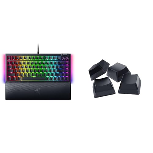 Razer BlackWidow V4 75% + Phantom Tastenkappen-Set - Mechanische Gaming-Tastatur mit Hot Swap Switches & Deutsche Keycaps (Multifunktionsregler und Medien-Tasten) ISO US-Layout | Schwarz von Razer