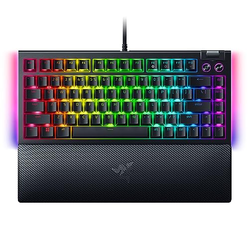 Razer BlackWidow V4 75% mechanische Gaming-Tastatur, Hot-Swappable Design, kompakt & langlebig, orange taktile Schalter, Chroma RGB, MF Roller & Media-Tasten, komfortable Handballenauflage, Schwarz von Razer