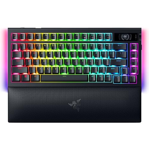 Razer BlackWidow V4 Pro 75% - Kabellose Hotswap-Gaming-Tastatur - OLED-Display (Command Dial, Konnektivität 4K Hz & Bluetooth, Razer Snap Tap, magnetische Handballenauflage) US-Layout | Schwarz von Razer