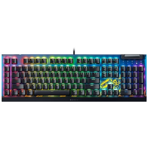 Razer BlackWidow V4 X - Fortnite Edition Mechanische Gaming-Tastatur mit RGB (Yellow Switches, 6 eigene Makro-Tasten, Doubleshot-ABS-Tastenkappen) QWERTY US-Layout | Fortnite von Razer