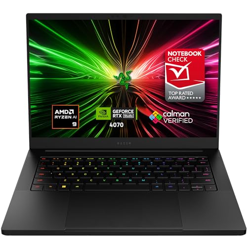 Razer Blade 14 - 14 inch Gaming-Laptop - NVIDIA Geforce RTX 4070 - AMD R9-8945HS - QHD 240Hz Display - 32GB DDR5 RAM - 1TB SSD - Alu-Gehäuse | QWERTZ DE-Layout | Schwarz von Razer