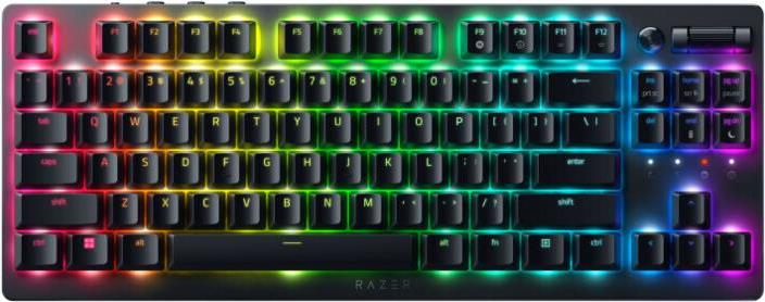 Razer DeathStalker V2 Pro - Tastatur - Ohne Zehnertastatur - Hintergrundbeleuchtung - kabellos - 2,4 GHz, USB-C, Bluetooth 5,0 - QWERTY - Deutsch - Tastenschalter: Razer linearer optischer Switch rot - Schwarz (RZ03-04370400-R3G1) von Razer