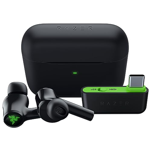 Razer Hammerhead HyperSpeed - Drahtlose Multiplattform Gaming in-Ear-Kopfhörer für Xbox mit Geräuschunterdrückung ANC (True Wireless Earbuds mit HyperSpeed Wireless, RGB, Bluetooth) Schwarz von Razer