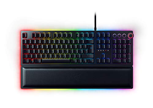 Razer Huntsman Elite (Purple Switch) - Gaming Tastatur mit opto-mechanischen Schaltern (Drehregler, beleuchteter Handballenablage, RGB Chroma) QWERTZ DE-Layout | Schwarz von Razer