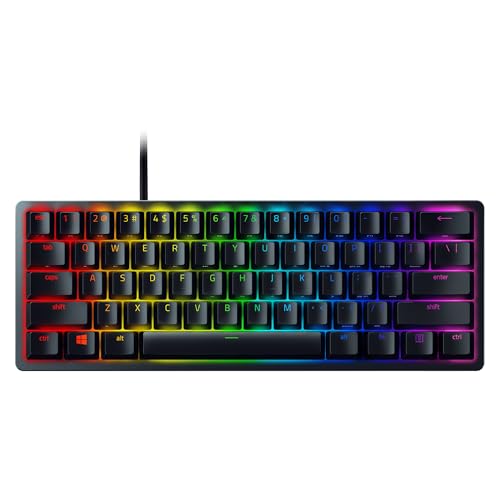 Razer Huntsman Mini (Purple Switch) - Kompakte 60% Gaming Tastatur (Klickende Optische Switches, Doubleshot PBT-Tastenkappen, Abnehmbares USB-C Kabel) QWERTY US-Layout | Schwarz von Razer