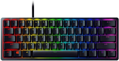 Razer Huntsman Mini (Red Switch) - Kompakte 60% Gaming Tastatur mit schnellen linear opto-mechanischen Schaltern (PBT-Tastenkappen, abnehmbares USB-C Kabel) QWERTY | US-Layout, Schwarz von Razer